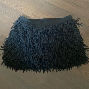 Black Fringe Mini Skirt from Express